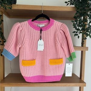 English Factory Pink Multicolor Chunky Knit Sweater